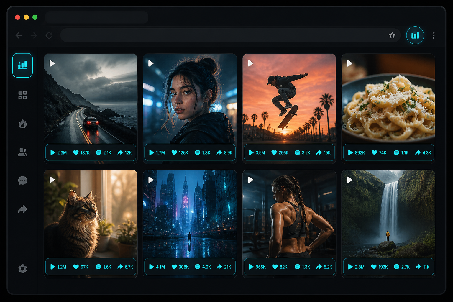 Engagement statistics shown directly on a TikTok profile grid